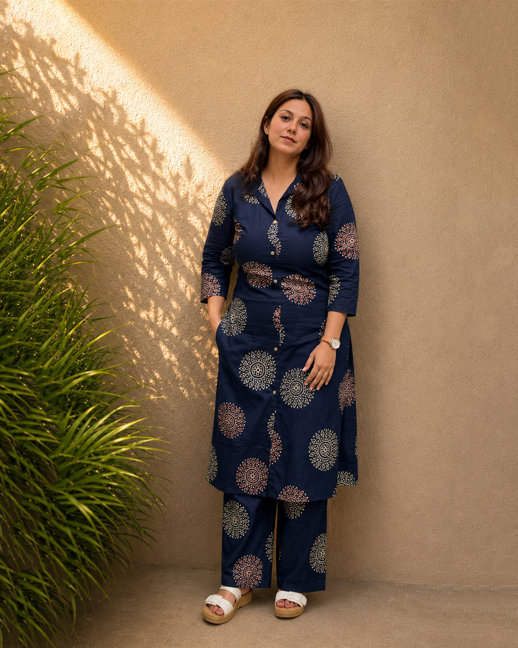 Saanjh Navy Handblock Print Cotton Co-ord Set — KUMAAI