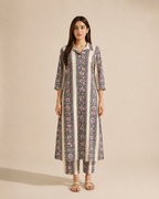 Ivory Floral Print Cotton Co-ord Set — KUMAAI