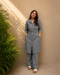 Black & White Chevron Print Cotton Co-ord Set for Women — KUMAAI