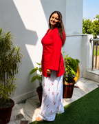 Cherry Embroidered Farsi Salwar Set - Cherry Red