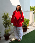Cherry Embroidered Farsi Salwar Set - Cherry Red