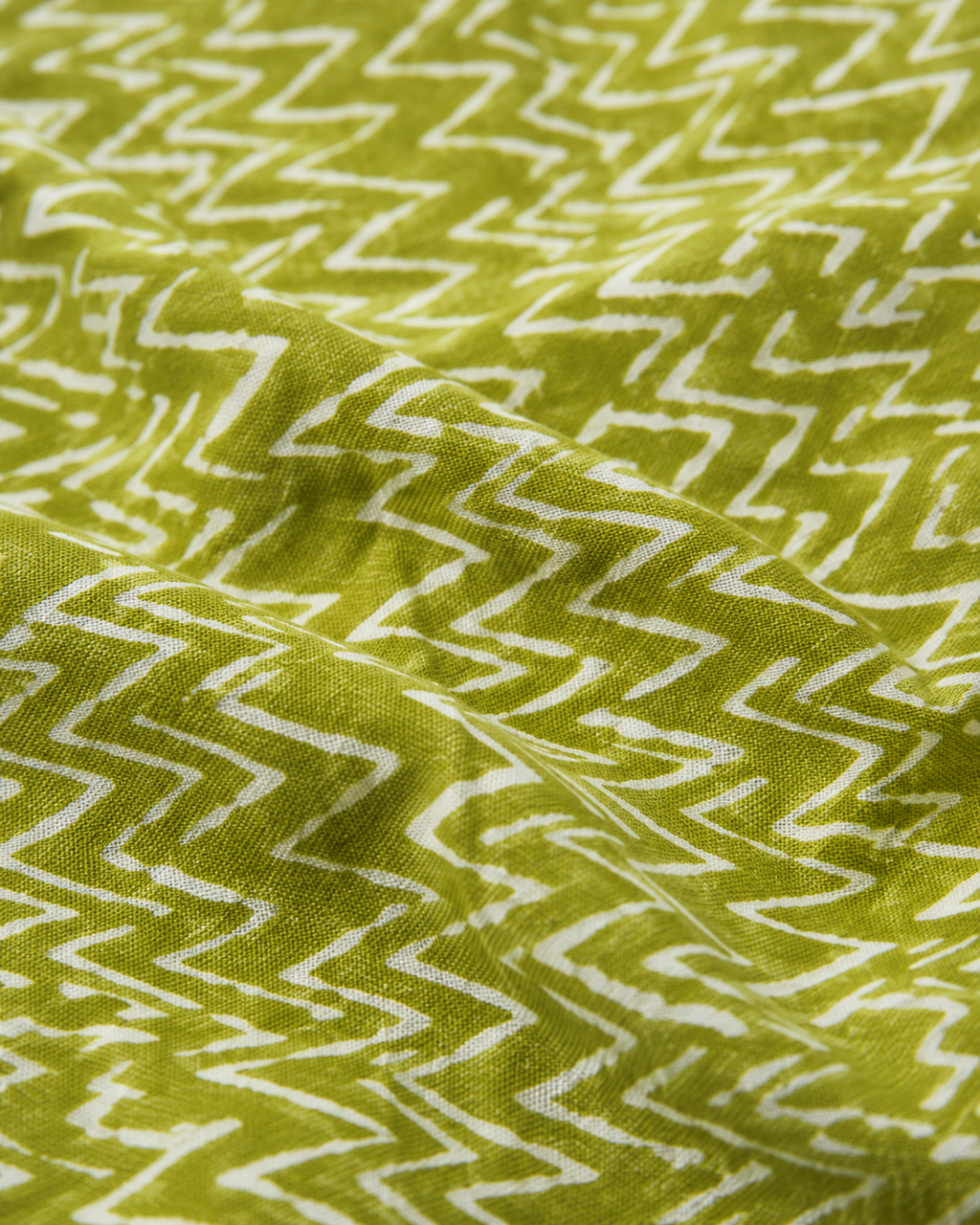 Olive Green Zigzag Print Cotton Kurti | Shoulder Dori Kurti — KUMAAI