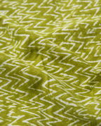 Olive Green Zigzag Print Cotton Kurti | Shoulder Dori Kurti — KUMAAI