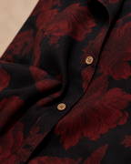 Black & Crimson Floral Print Cotton Co-ord Set — KUMAAI