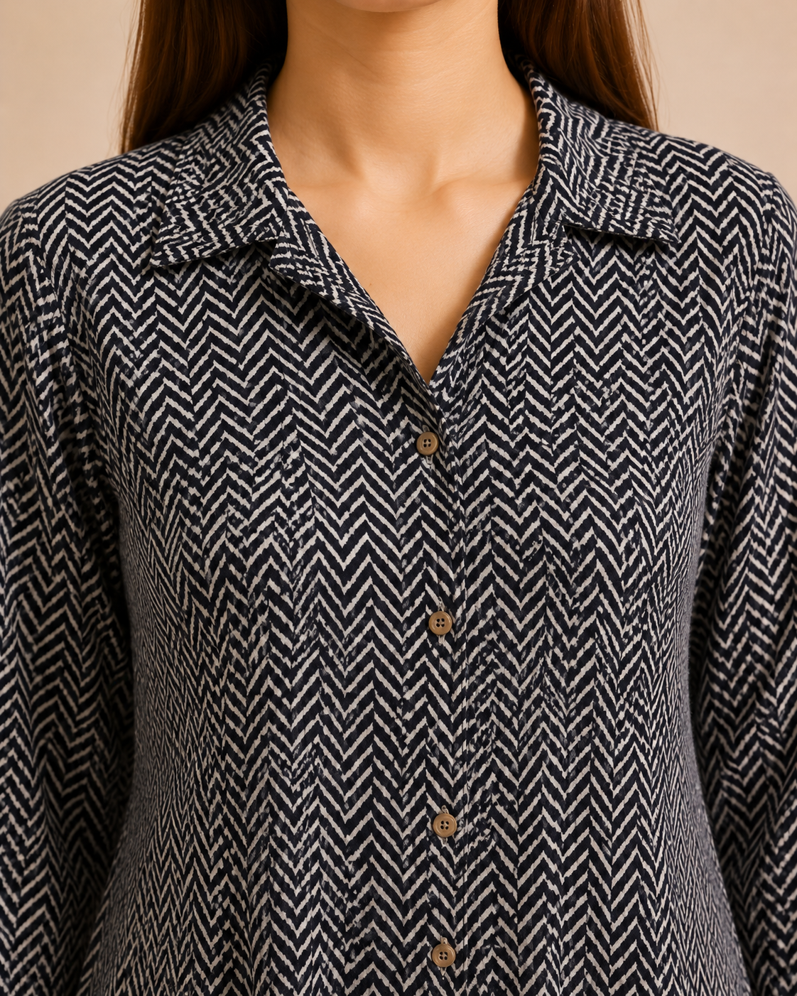 Black & White Chevron Print Cotton Co-ord Set for Women — KUMAAI