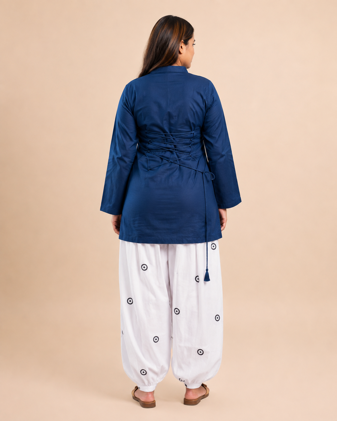 Evil Eye Embroidered Farsi Salwar Set - Navy Blue