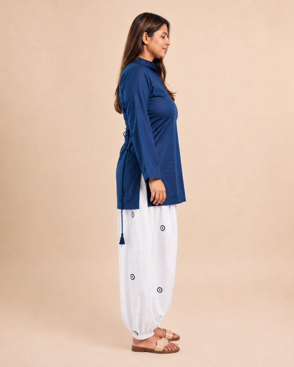 Evil Eye Embroidered Farsi Salwar Set - Navy Blue