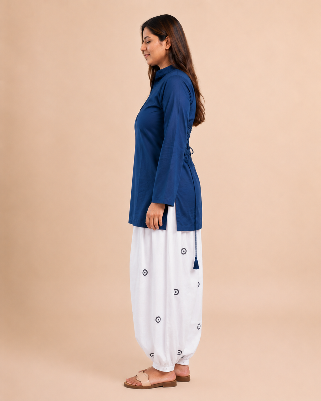Evil Eye Embroidered Farsi Salwar Set - Navy Blue