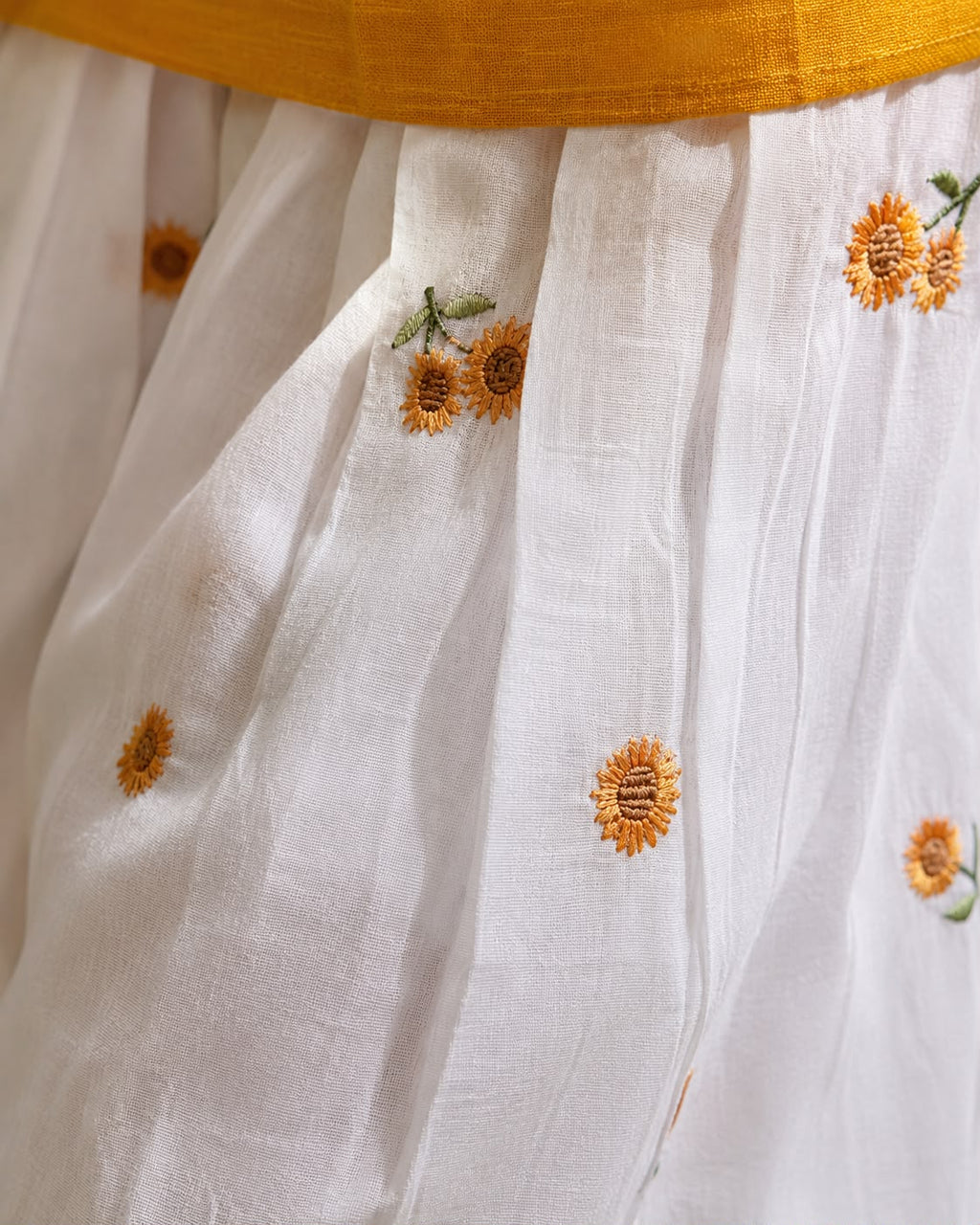 Sunflower Embroidered Farsi Salwar - Sunshine Yellow