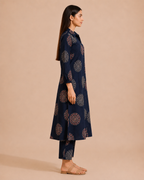 Saanjh Navy Handblock Print Cotton Co-ord Set — KUMAAI