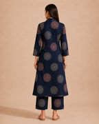 Saanjh Navy Handblock Print Cotton Co-ord Set — KUMAAI