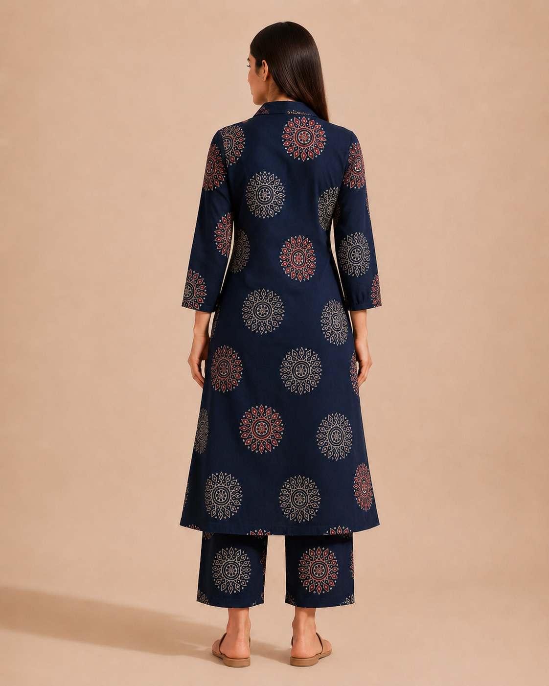 Saanjh Navy Handblock Print Cotton Co-ord Set — KUMAAI